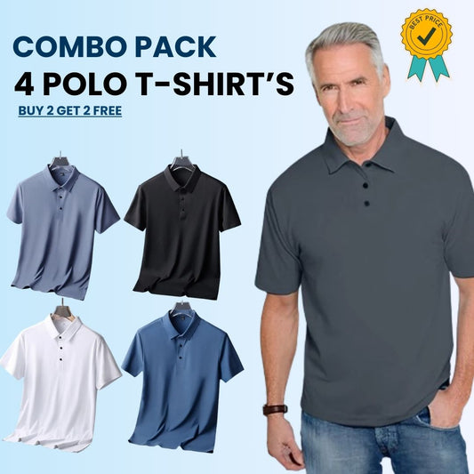 Gennelman Polo™ - PACK OF 4 | Men's Icy Silk Anti-wrinkle Polo T-Shirt's